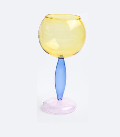 Color-Block Glass Cups – High Borosilicate Spherical Drinkware for Wine, Tea & Cold Beverages