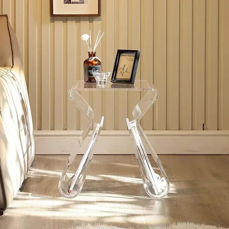 Acrylic Transparent Side Table – Minimalist Home Coffee & Sofa Table for Living Room or Bedroom