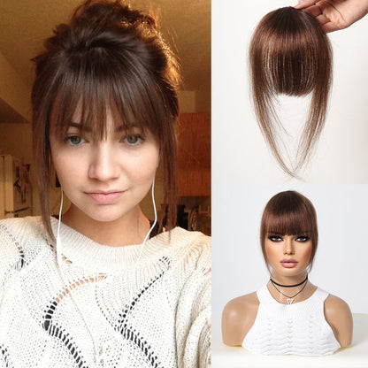 Clip-On Human Hair Bangs – Natural Black Wispy Fringe Air Bangs for Women’s Daily Hairstyling, Easy to Apply Non-Slip Hair Extensions