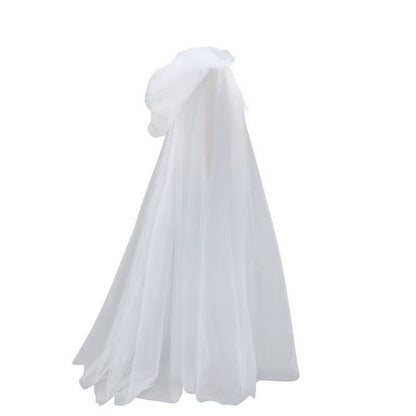 Hooded Mesh Cloak Cape – Men and Women Long Witch Wedding Bride Costume, Gothic Halloween Party Dark Goth Cosplay Outfit