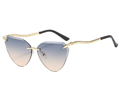 Rimless Cat Eye Sunglasses – Luxury Designer Frameless Shades for Women’s Vintage UV400 Style 2025