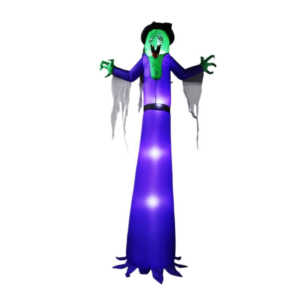 Halloween Inflatable Witch and Pig Model – Built-In LED Light Up Yard Props for Lawn, Garden, Indoor, and Party Decorations