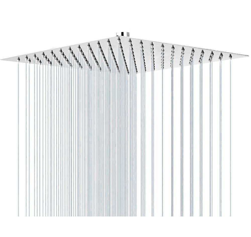 Ultra-Thin Gold Rainfall Shower Head – Stainless Steel Black Bathroom Fixture with Large Water Flow, Modern Square Luxury Overhead Faucet