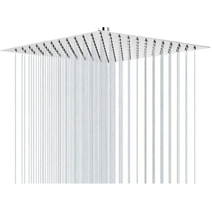 Ultra-Thin Gold Rainfall Shower Head – Stainless Steel Black Bathroom Fixture with Large Water Flow, Modern Square Luxury Overhead Faucet