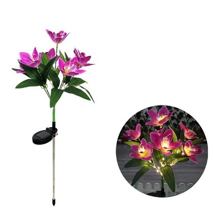 Solar Orchid Flower Lights – LED Outdoor Garden Stake Lights for Yard, Pathway & Landscape Décor