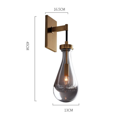 Crystal LED Wall Light – Elegant Water Droplet Design with Copper Finish, Nordic Wandlamp for Bedrooms, Living Rooms, Bathrooms, and Beside Mirrors