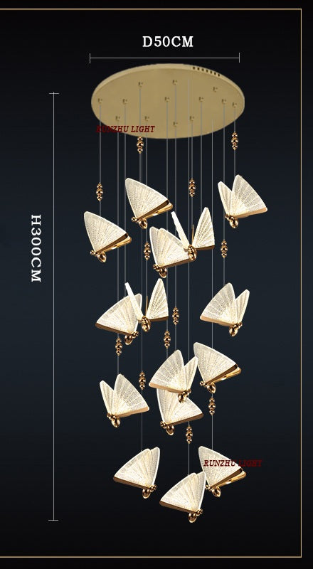 Romantic Butterfly LED Chandelier – High-End Modern Lighting for Restaurants, Villas, Bedrooms, and Staircases with Stunning Nordic-Inspired Luxury Design