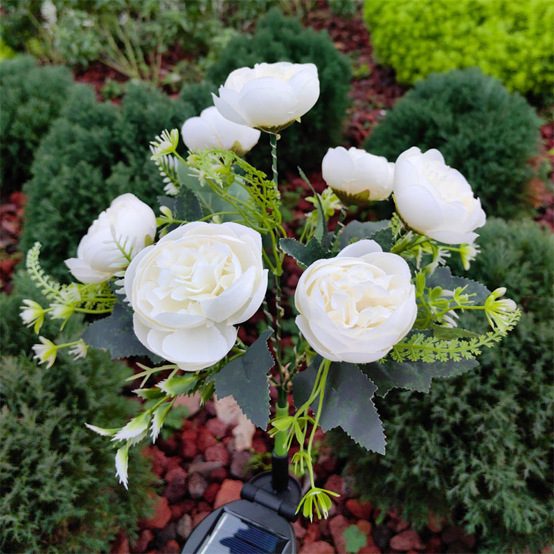 Solar Camellia Garden Lights – 7-Head Outdoor Decorative Lawn Lamps, Waterproof Solar Flower Lights