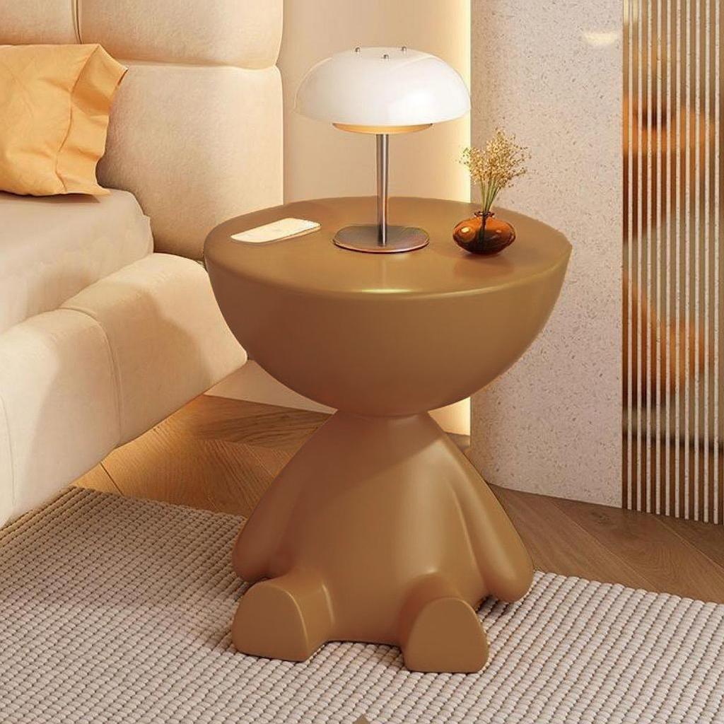 Creative Side End Table Edge Table – Flat-Head Bedside Multifunctional Sofa Side Table, Minimalist Coffee Tray for Small Spaces