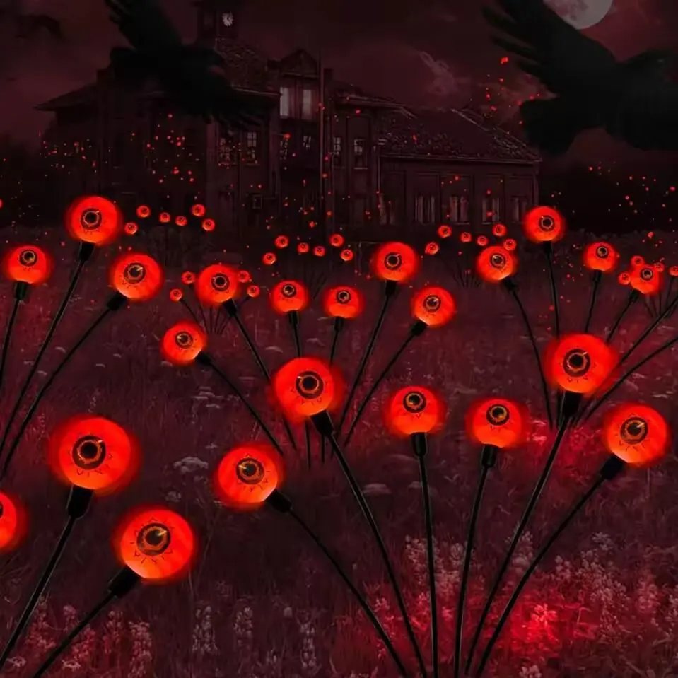 Halloween Eyeball Solar Lights – Pack Firefly Stake Lights with 6 Heads for Garden, Lawn, Patio, Festival Decoration