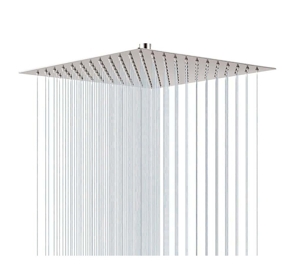 Ultra-Thin Gold Rainfall Shower Head – Stainless Steel Black Bathroom Fixture with Large Water Flow, Modern Square Luxury Overhead Faucet