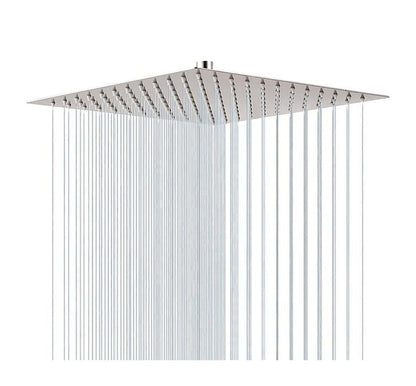 Ultra-Thin Gold Rainfall Shower Head – Stainless Steel Black Bathroom Fixture with Large Water Flow, Modern Square Luxury Overhead Faucet