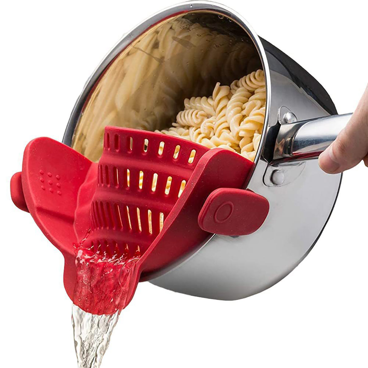 Silicone Kitchen Strainer Clip Set – Pan Drain Rack with Bowl Funnel for Rice, Pasta, Vegetable Washing, Excess Liquid Control