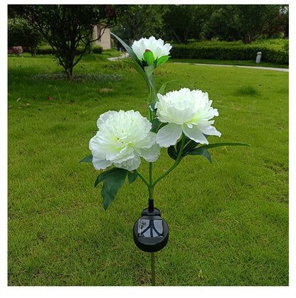 Solar Peony Flower Garden Lights – 3-Head LED Waterproof Outdoor Pathway Landscape Lamps