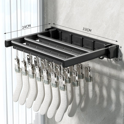 Three-Fold Clothes Drying Rack – Large Laundry Organizer with Rods, Clips for Pants, Towels, Gloves; Space-Saving Design for Indoor or Outdoor Drying