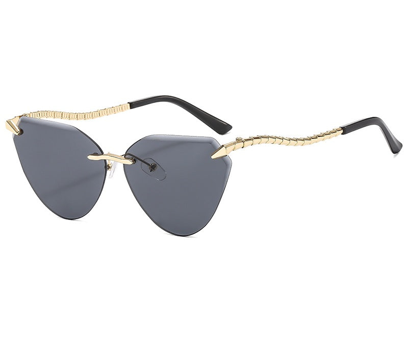 Rimless Cat Eye Sunglasses – Luxury Designer Frameless Shades for Women’s Vintage UV400 Style 2025