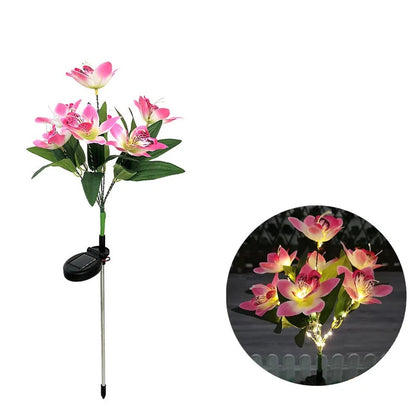 Solar Orchid Flower Lights – LED Outdoor Garden Stake Lights for Yard, Pathway & Landscape Décor