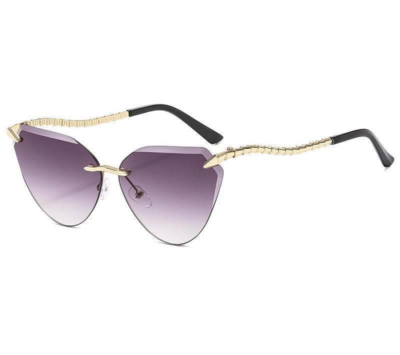 Rimless Cat Eye Sunglasses – Luxury Designer Frameless Shades for Women’s Vintage UV400 Style 2025