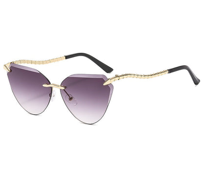 Rimless Cat Eye Sunglasses – Luxury Designer Frameless Shades for Women’s Vintage UV400 Style 2025