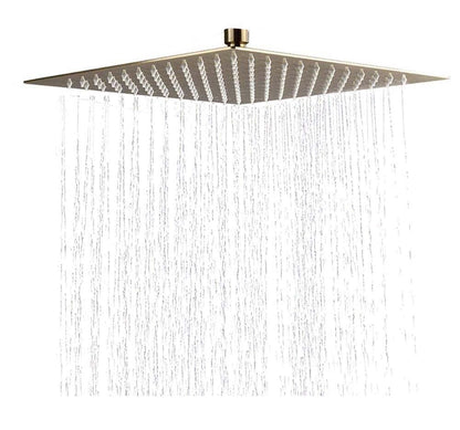 Ultra-Thin Gold Rainfall Shower Head – Stainless Steel Black Bathroom Fixture with Large Water Flow, Modern Square Luxury Overhead Faucet