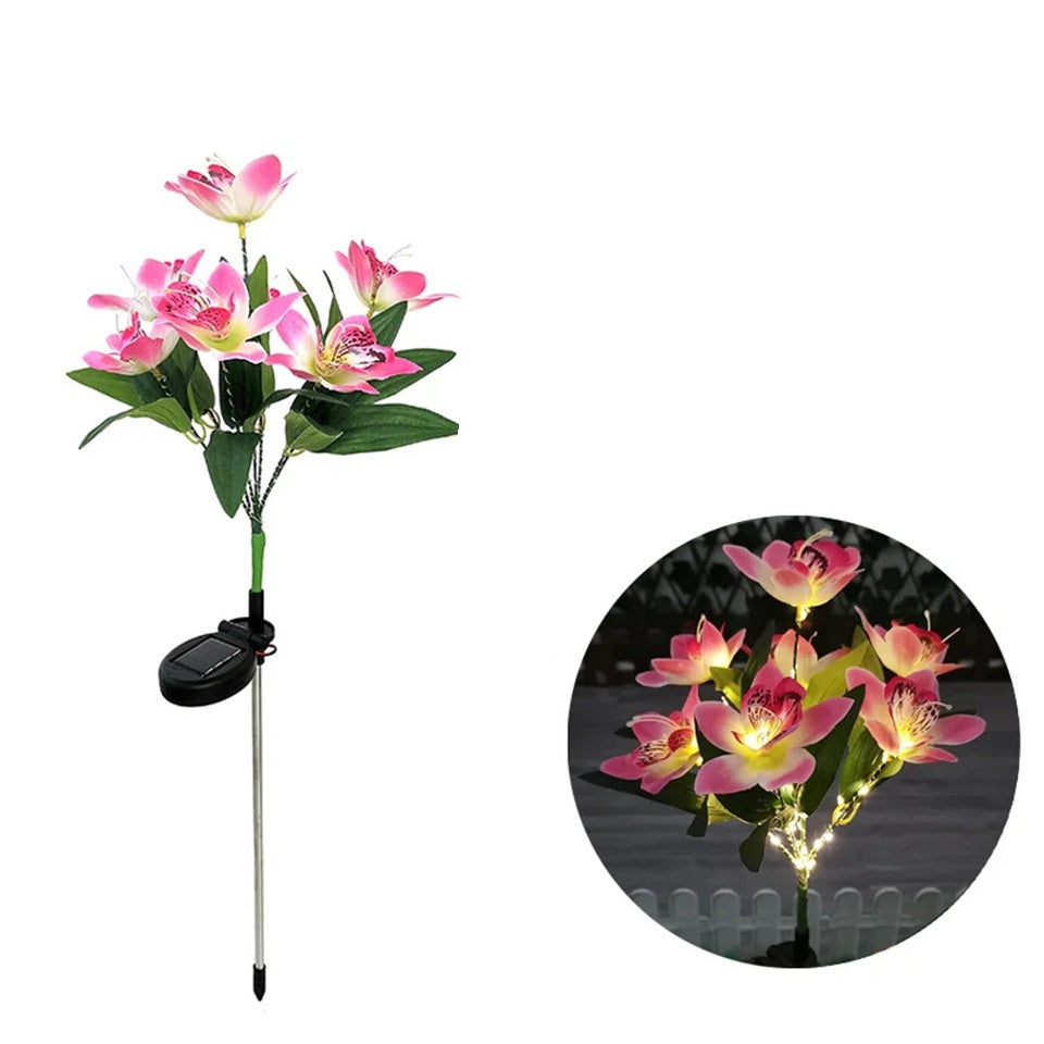 Waterproof Solar Orchid Flower Garden Lights – LED Decorative Landscape Lamps for Yard