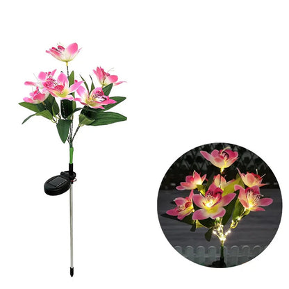 Waterproof Solar Orchid Flower Garden Lights – LED Decorative Landscape Lamps for Yard