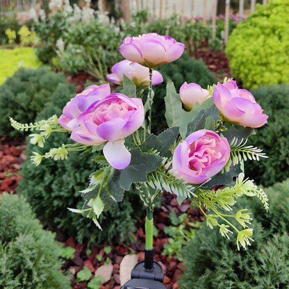 Solar Camellia Garden Lights – 7-Head Outdoor Decorative Lawn Lamps, Waterproof Solar Flower Lights