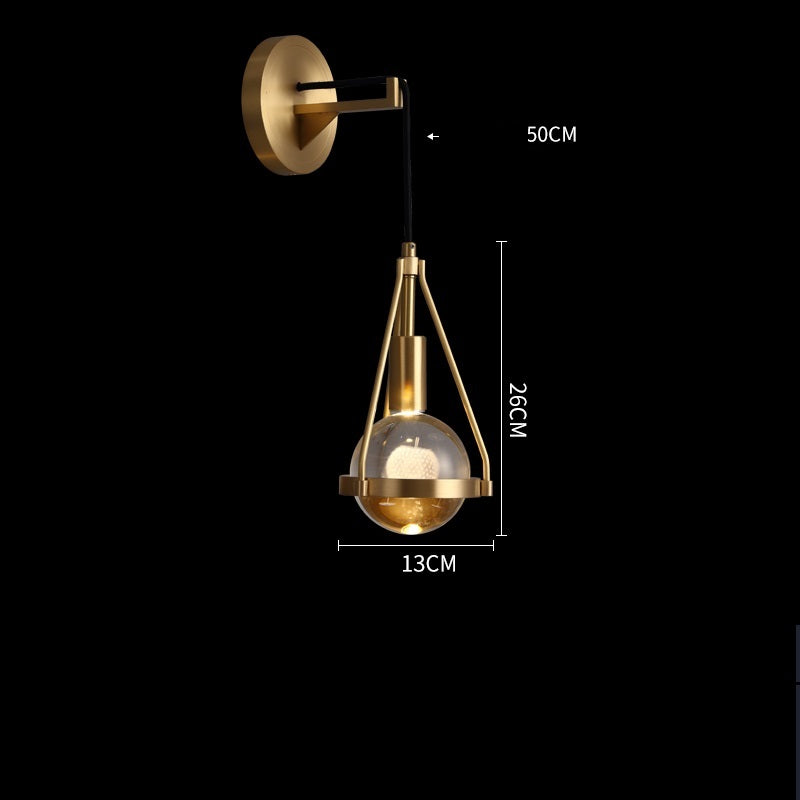 Crystal LED Wall Light – Elegant Water Droplet Design with Copper Finish, Nordic Wandlamp for Bedrooms, Living Rooms, Bathrooms, and Beside Mirrors
