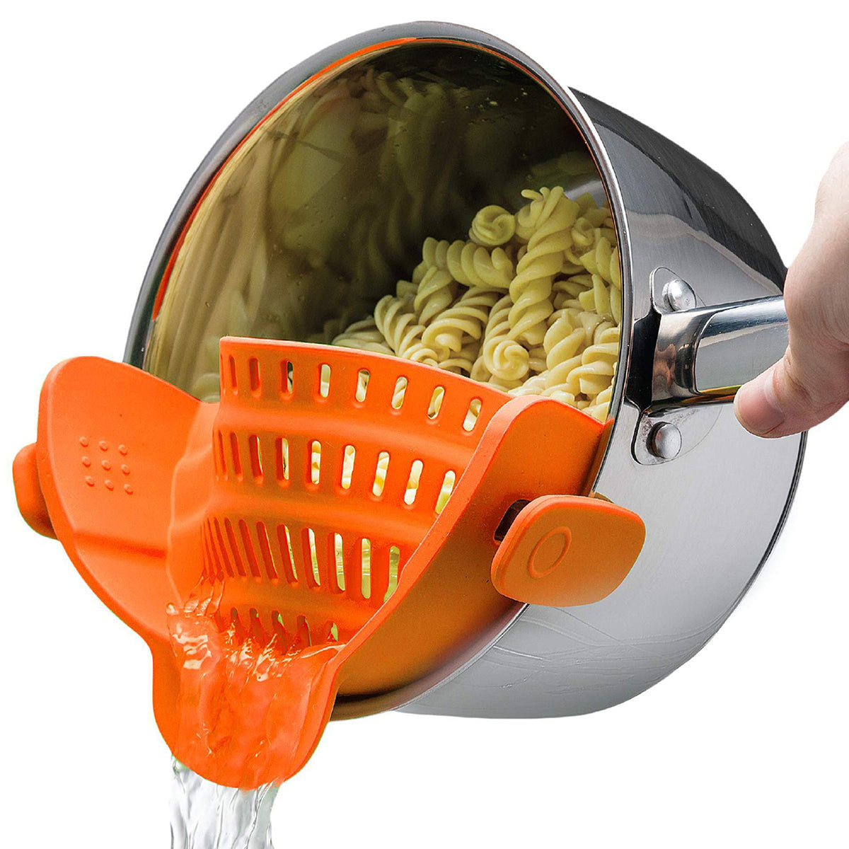 Silicone Kitchen Strainer Clip Set – Pan Drain Rack with Bowl Funnel for Rice, Pasta, Vegetable Washing, Excess Liquid Control