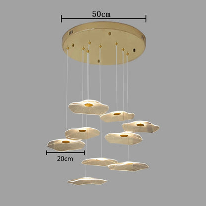 Nordic Modern Lotus Leaf Pendant Lamp – Height Adjustable Luxury Lighting Fixture for Villas, Dining Rooms, Living Spaces, Bars, or Hotel Interiors