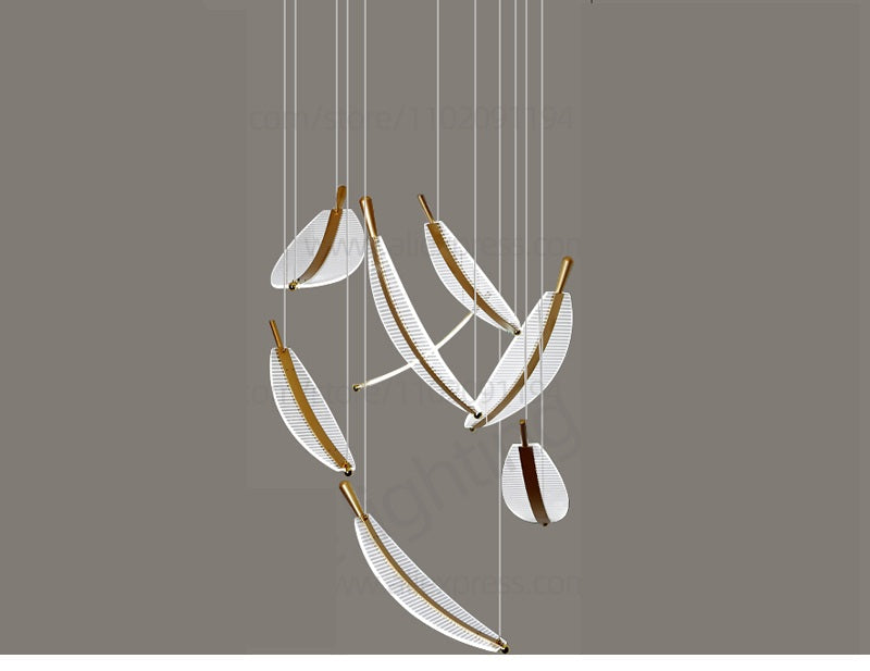 Modern LED Spiral Chandelier – Loft-Inspired Pendant Light for Villa Living Room, Staircase, or Duplex Indoor Decoration