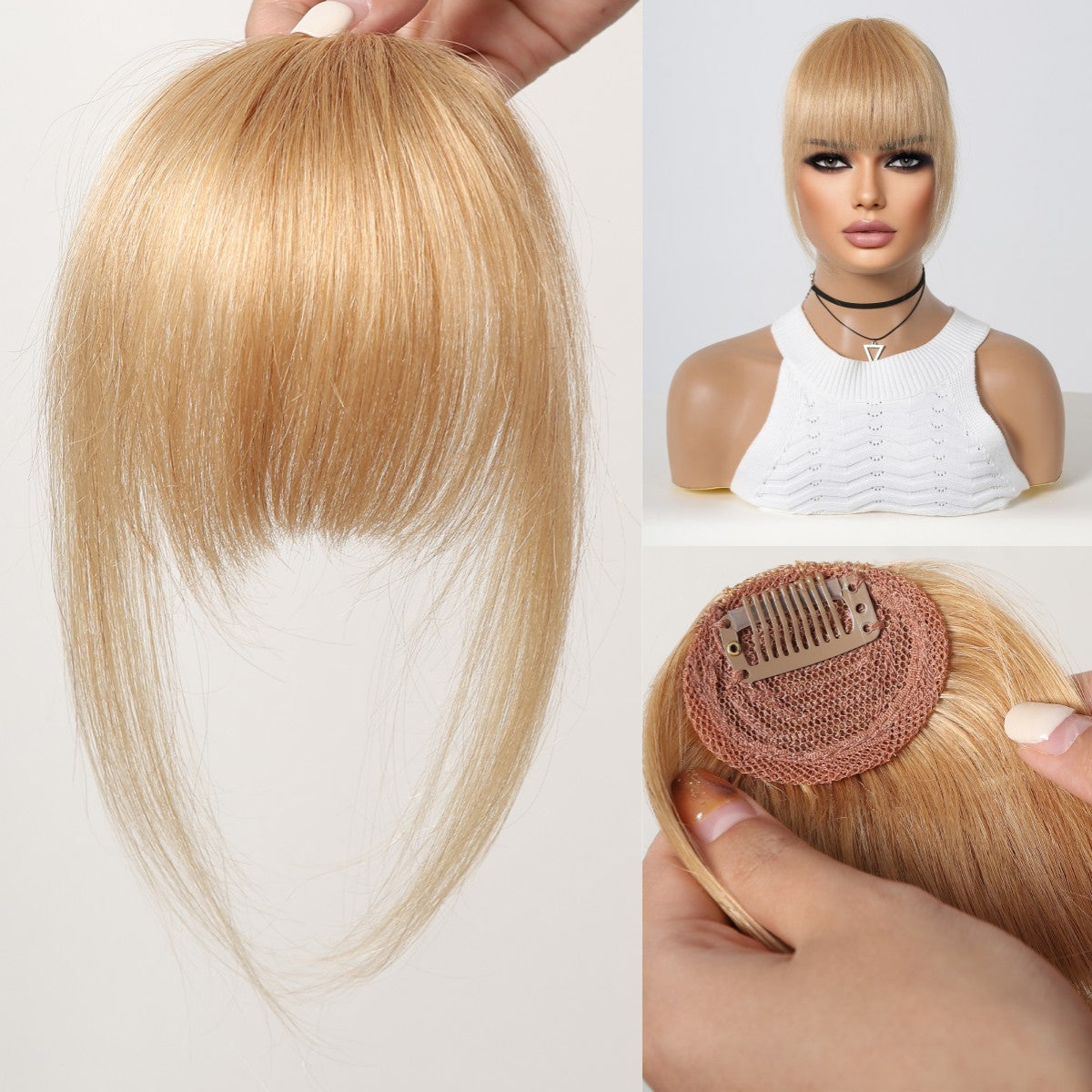 Clip-On Human Hair Bangs – Natural Black Wispy Fringe Air Bangs for Women’s Daily Hairstyling, Easy to Apply Non-Slip Hair Extensions
