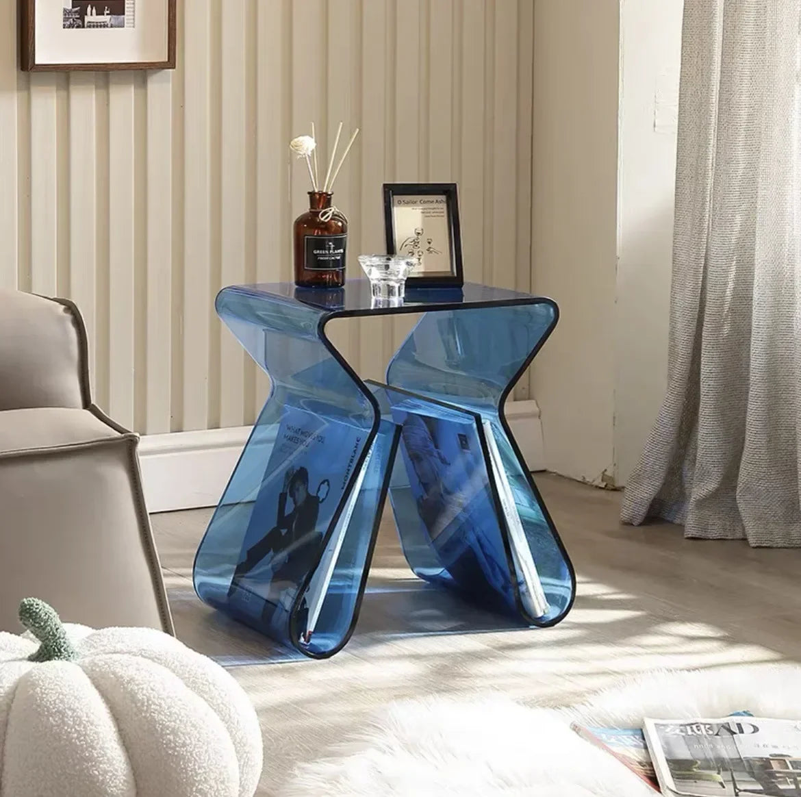 Acrylic Transparent Side Table – Minimalist Home Coffee & Sofa Table for Living Room or Bedroom