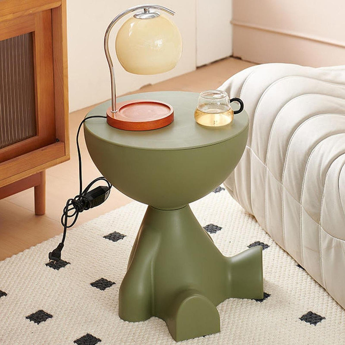 Creative Side End Table Edge Table – Flat-Head Bedside Multifunctional Sofa Side Table, Minimalist Coffee Tray for Small Spaces