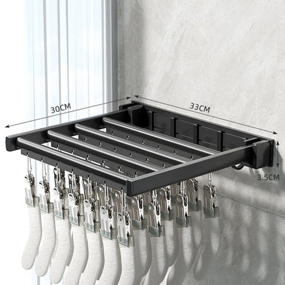 Three-Fold Clothes Drying Rack – Large Laundry Organizer with Rods, Clips for Pants, Towels, Gloves; Space-Saving Design for Indoor or Outdoor Drying