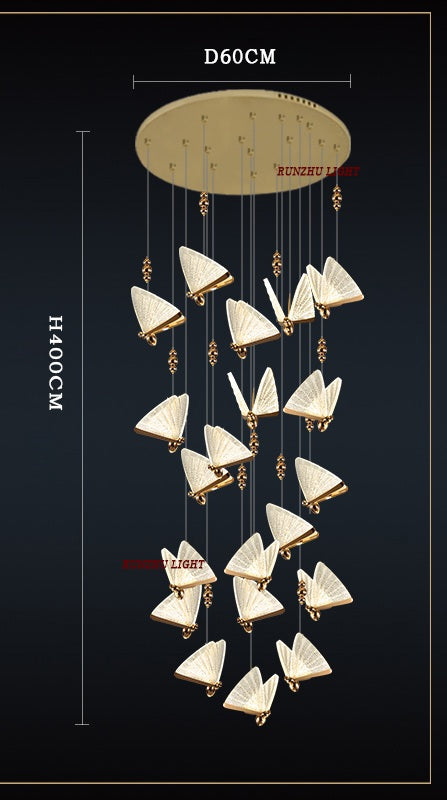 Romantic Butterfly LED Chandelier – High-End Modern Lighting for Restaurants, Villas, Bedrooms, and Staircases with Stunning Nordic-Inspired Luxury Design