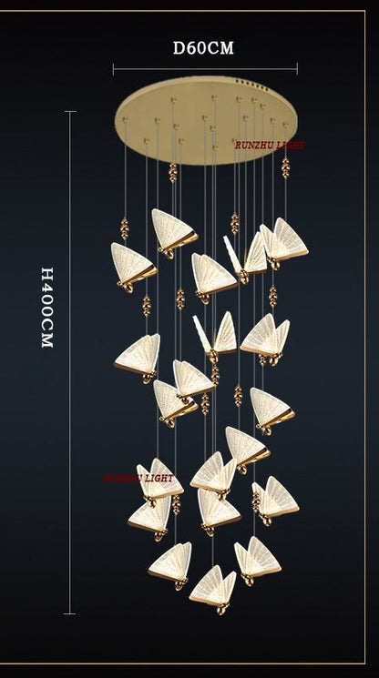 Romantic Butterfly LED Chandelier – High-End Modern Lighting for Restaurants, Villas, Bedrooms, and Staircases with Stunning Nordic-Inspired Luxury Design