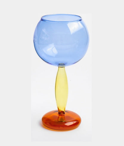 Color-Block Glass Cups – High Borosilicate Spherical Drinkware for Wine, Tea & Cold Beverages