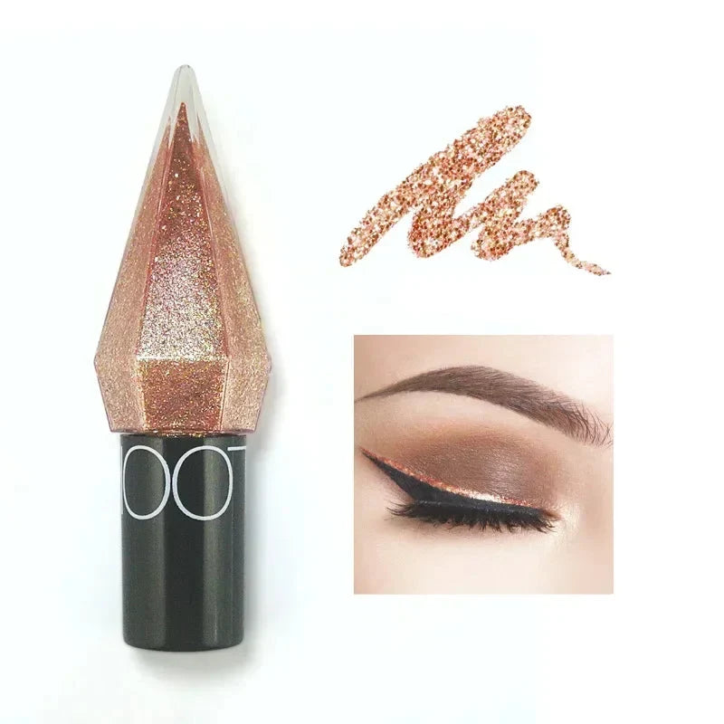 Diamond Shiny Eyeliners & Eyeshadow - Waterproof Glitter Liquid Eye Makeup in Silver and Rose Gold for Sparkling Eye Beauty