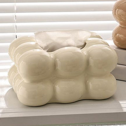 Ceramic Cloud Shaped Facial Tissue Holder – Non-Slip Tissue Box Cover and Dispenser for Living Room, Bathroom, and Kitchen Countertop