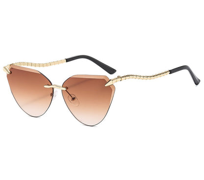 Rimless Cat Eye Sunglasses – Luxury Designer Frameless Shades for Women’s Vintage UV400 Style 2025