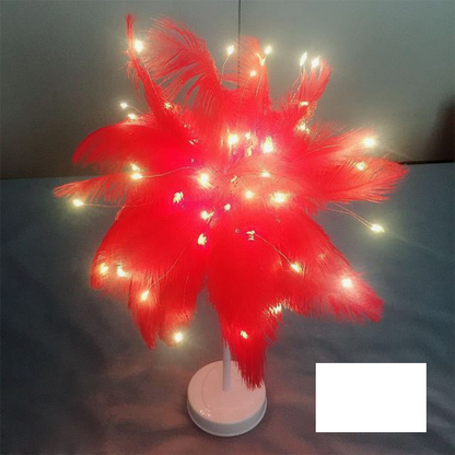 DIY Feather Table Lamp – Remote Control USB/AA Powered Warm Light Lamp for Wedding, Bedroom & Romantic Home Decor