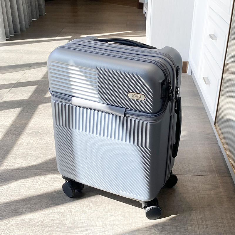 USB Charging Travel Suitcase – Lightweight Front-Opening Trolley Luggage for Men & Women (20/24/26 Inch)