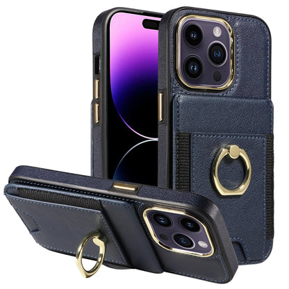 iPhone 15 Plus Wallet Case – RFID Protection, Card Holder, 360° Kickstand, and Shockproof Premium Black Design