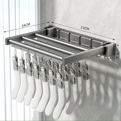 Three-Fold Clothes Drying Rack – Large Laundry Organizer with Rods, Clips for Pants, Towels, Gloves; Space-Saving Design for Indoor or Outdoor Drying