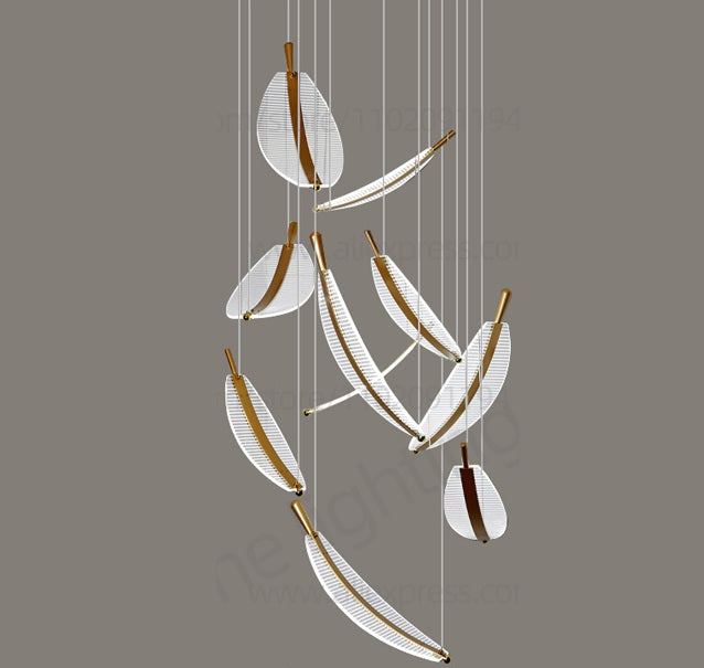 Modern LED Spiral Chandelier – Loft-Inspired Pendant Light for Villa Living Room, Staircase, or Duplex Indoor Decoration
