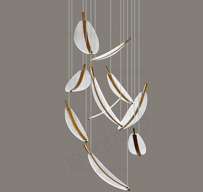 Modern LED Spiral Chandelier – Loft-Inspired Pendant Light for Villa Living Room, Staircase, or Duplex Indoor Decoration