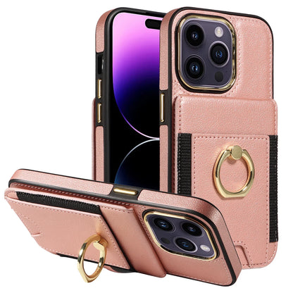 iPhone 15 Plus Wallet Case – RFID Protection, Card Holder, 360° Kickstand, and Shockproof Premium Black Design