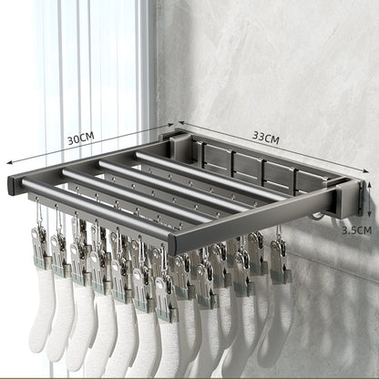 Three-Fold Clothes Drying Rack – Large Laundry Organizer with Rods, Clips for Pants, Towels, Gloves; Space-Saving Design for Indoor or Outdoor Drying