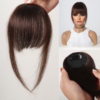 Clip-On Human Hair Bangs – Natural Black Wispy Fringe Air Bangs for Women’s Daily Hairstyling, Easy to Apply Non-Slip Hair Extensions
